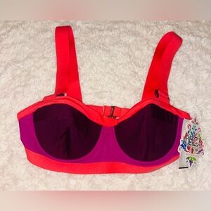 NWT Becca Women's Pink and Purple Bikini Top Size: Small